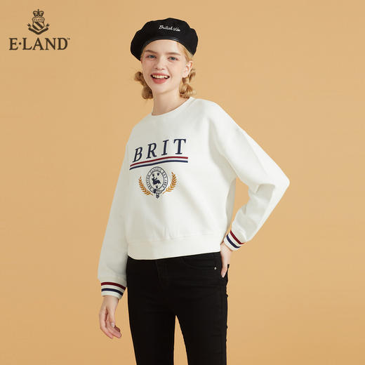 衣恋简约宽松圆领柯基徽章卫衣EEMTB49C5M 商品图0