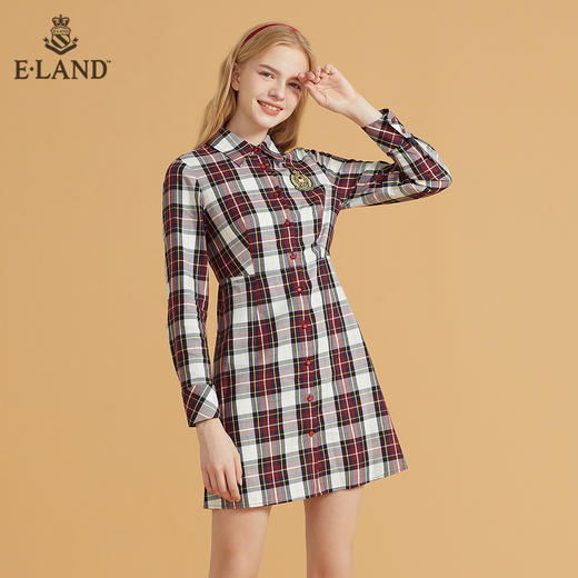 衣恋宽松学院格子衬衫裙EEOWB49C5M 商品图4