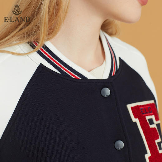 衣恋时尚运动拼接藏青色棒球服EEMTB49C7M 商品图3