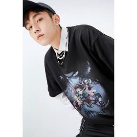 太平鸟男装秋新款鬼灭之刃联名印花短袖T恤B2DAB3289