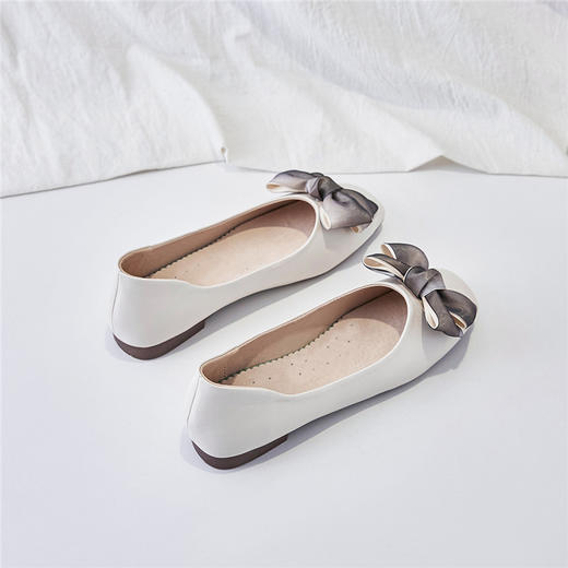 ZHR【蝴蝶结】平底浅口女单鞋通勤鞋奶奶鞋豆豆鞋皮鞋子女单鞋女鞋 商品图6