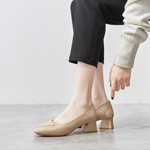 ZHR粗跟皮鞋女玛丽珍鞋子女单鞋女乐福鞋浅口女单鞋女鞋 商品图9