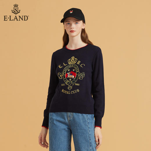 衣恋简约宽松柯基款圆领针织毛衣EEKWB49C6M 商品图2