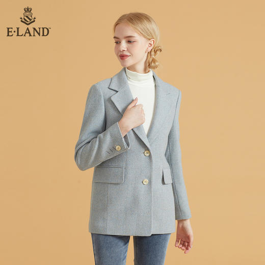 衣恋粗花呢单排扣大衣外套EEJKB49H2M 商品图4