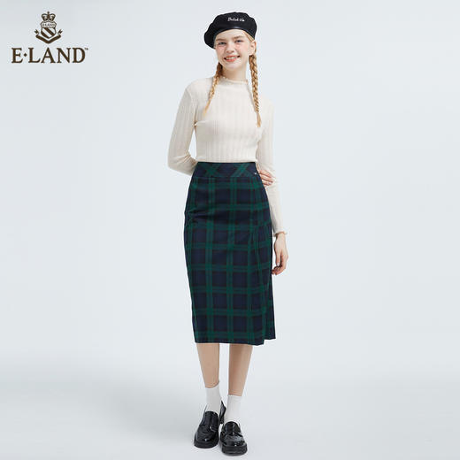 衣恋学院风A字格纹不对称半身裙EEWHB49H3M 商品图0