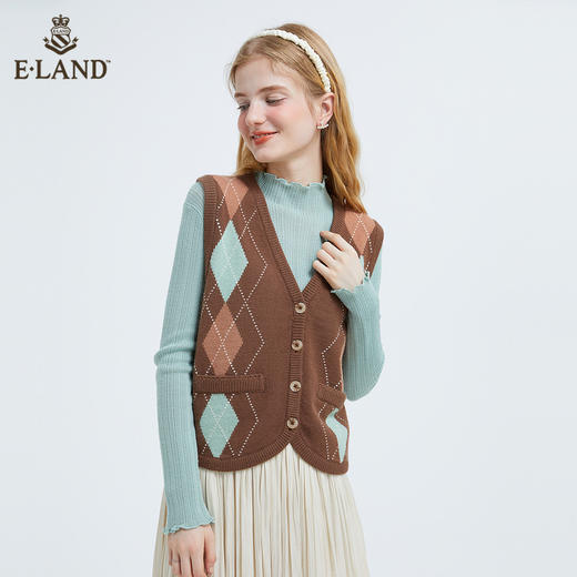 衣恋V领针织外搭背心马甲EEVKB49C3M 商品图2