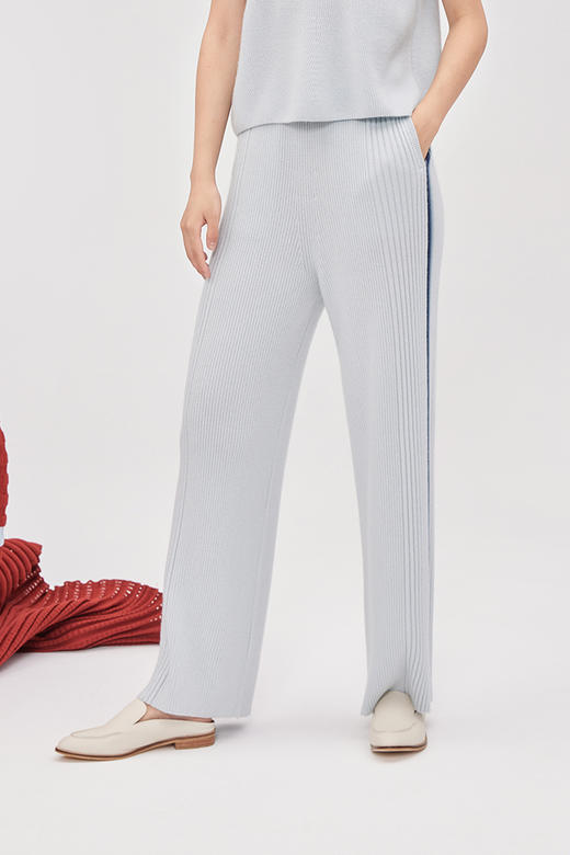 羊绒抽条针织直筒女裤 SJF93K114N 商品图7