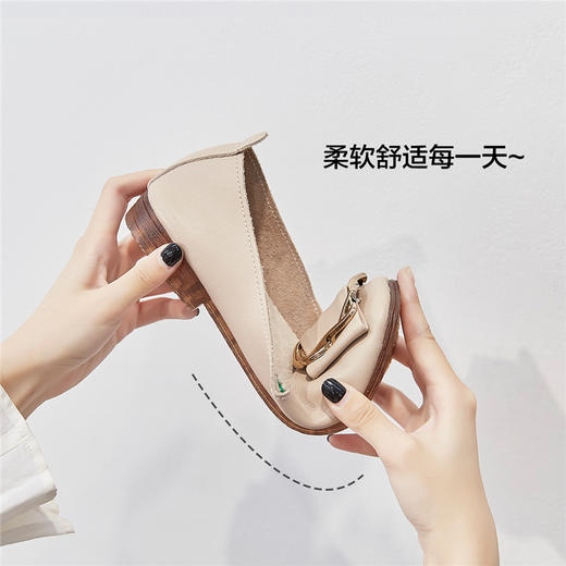 ZHR新款奶奶鞋妈妈鞋女浅口通勤鞋子女皮鞋豆豆鞋女单鞋女鞋 商品图11