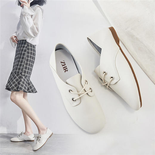 ZHR【一鞋两穿】通勤鞋平底单鞋女皮鞋女休闲鞋子女小白鞋女鞋 商品图1