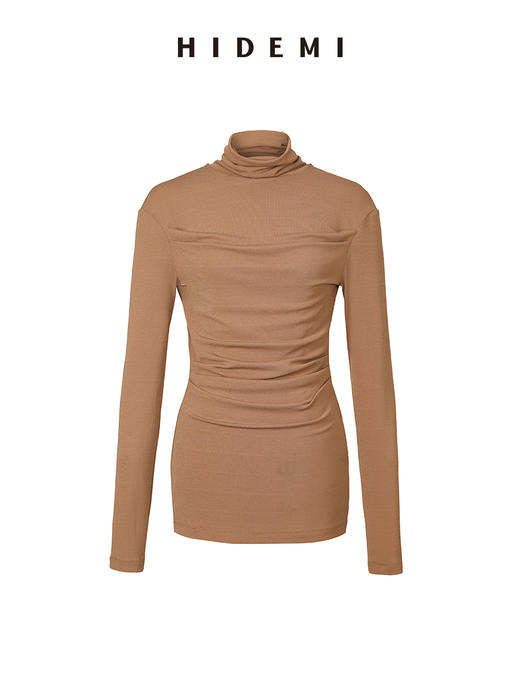 HIDEMI 中高领弹力打底上衣 黑色/焦糖色/白色 商品图11