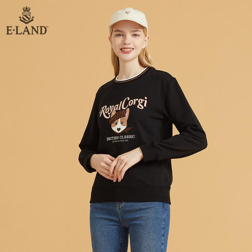 衣恋宽松简约撞色圆领柯基长袖卫衣EEMTB49C6M 商品图4