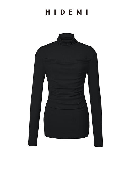 HIDEMI 中高领弹力打底上衣 黑色/焦糖色/白色 商品图13
