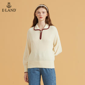 衣恋简约翻领基础款针织毛衣EEKWB49C8M