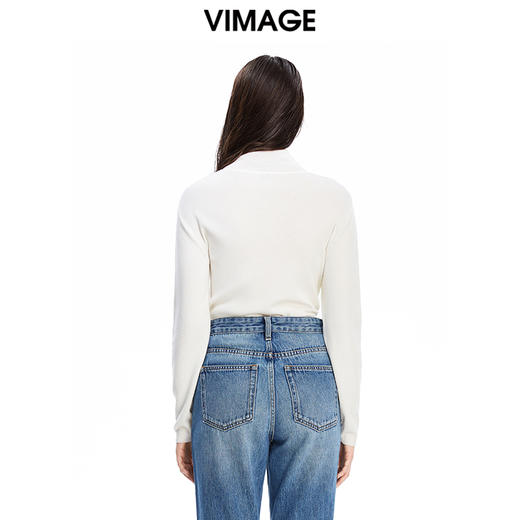 VIMAGE纬漫纪秋季新款简约温柔纯色高领百搭针织衫女打底衫V1601215 商品图3