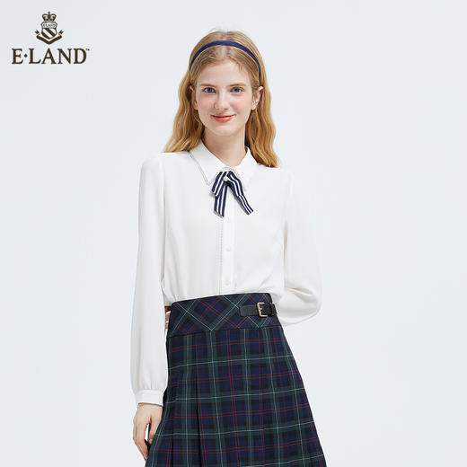 衣恋甜美雪纺娃娃领长袖衬衫EEBWB49C1C 商品图0