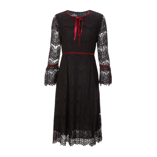 EITIE爱特爱秋季新款时尚洋气精致镂空蕾丝收腰A字显瘦连衣裙C2107802 商品图5