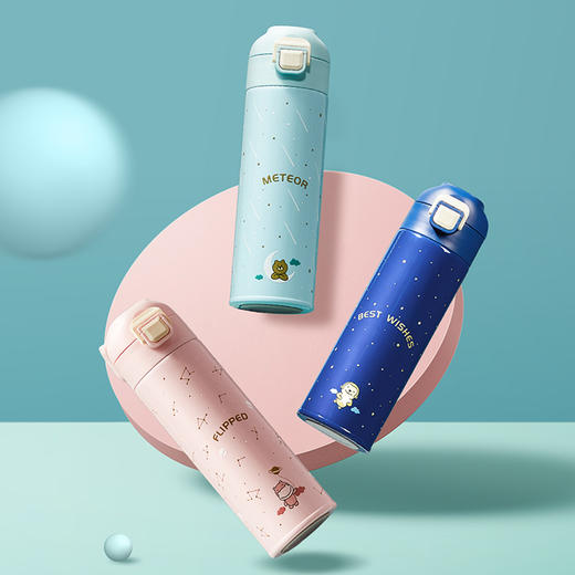  炊大皇316不锈钢弹盖保温杯萌趣弹跳随手杯400ml/500ml 商品图2