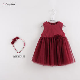 【马克珍妮 法式系列】新款宝宝秋装 女童背心连衣裙213202