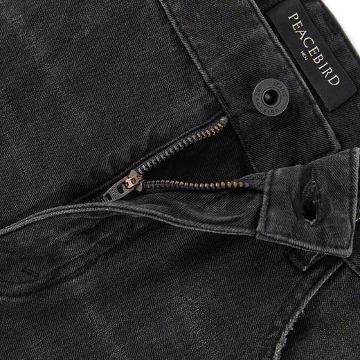 太平鸟男装 紧身黑色水洗潮流休闲牛仔裤男B2HAB3A06 商品图3