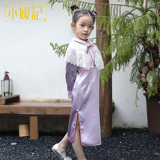 小嫒记 紫烟 汉服连衣裙女童古装汉服襦裙-紫烟/粉烟 商品图1