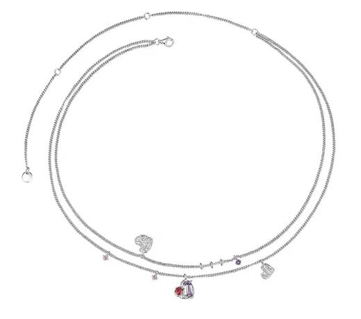 【Lens推荐】甜食系列 宝石桃心双层锁骨链 商品图0