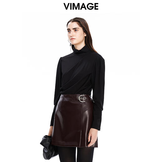 VIMAGE纬漫纪秋季新品简约百搭半高领小上衣打底衫套头V1613210 商品图2