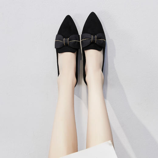 ZHR【蝴蝶结】粗跟通勤工作鞋浅口尖头鞋子女婚鞋女乐福鞋女单鞋女鞋 商品图5
