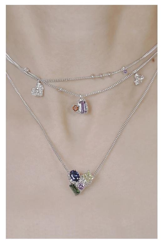 【Lens推荐】甜食系列 宝石桃心双层锁骨链 商品图1