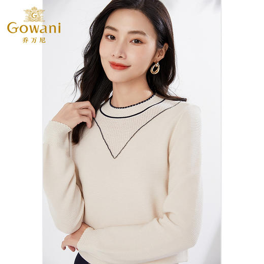 乔万尼V领装饰镂空羊毛针织衫EI3M272 商品图2