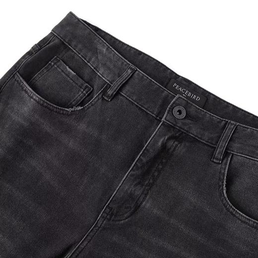 太平鸟男装 紧身黑色水洗潮流休闲牛仔裤男B2HAB3A06 商品图2