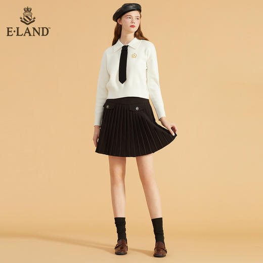 衣恋设计感高腰个性黑色百褶短裙EEWHB49Q3N 商品图0