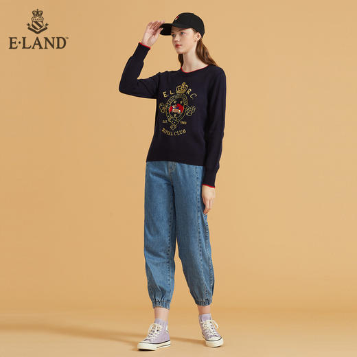 衣恋简约宽松柯基款圆领针织毛衣EEKWB49C6M 商品图1