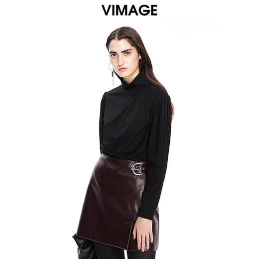 VIMAGE纬漫纪秋季新品简约百搭半高领小上衣打底衫套头V1613210 商品图0