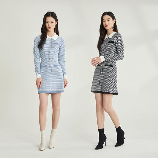 PRICH2021年冬季新款气质收腰显瘦小香风针织连衣裙PROKB8T04N 商品图1