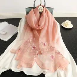 QM-YT00153A 秋季新款真丝丝巾桑蚕丝围巾 百搭刺绣蝴蝶真丝羊毛混围巾披肩女 商品图4