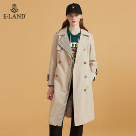 衣恋帅气小个子假两件双排扣腰带风衣外套EEJTB49H4C