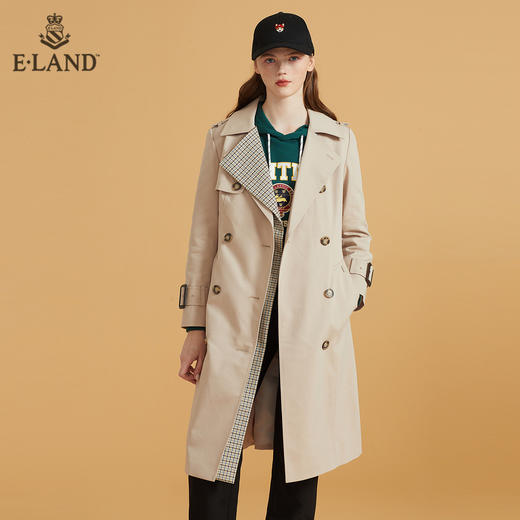 衣恋帅气小个子假两件双排扣腰带风衣外套EEJTB49H4C 商品图0