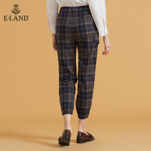 衣恋高腰格子英伦风束脚长裤EETCB49C4M 商品图2