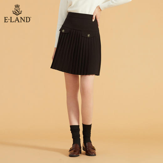 衣恋设计感高腰个性黑色百褶短裙EEWHB49Q3N 商品图4