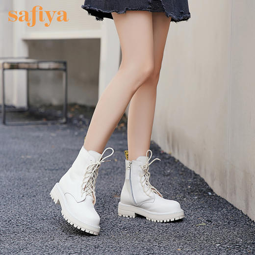 Safiya索菲娅明星款穿绳马丁靴侧拉链系带四季短靴SF04116223 商品图5