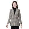 MQ-MZX808新款时尚气质休闲翻领长袖一粒扣短款格子小西服外套 商品缩略图1