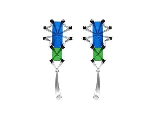 【Lens推荐】绪光系列蓝绿宝石长耳环 商品图0