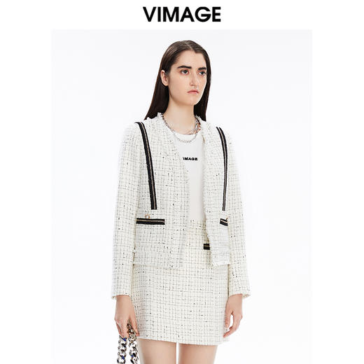 VIMAGE纬漫纪秋冬新款女装时尚气质小香风外套V1603226 商品图2