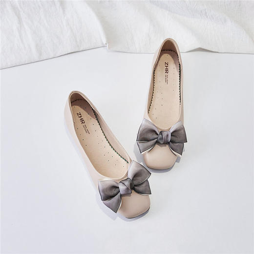 ZHR【蝴蝶结】平底浅口女单鞋通勤鞋奶奶鞋豆豆鞋皮鞋子女单鞋女鞋 商品图11