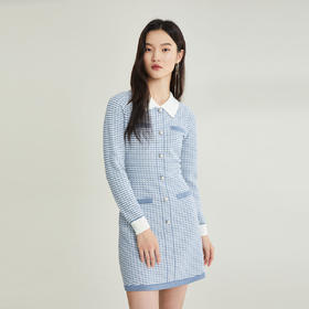 PRICH2021年冬季新款气质收腰显瘦小香风针织连衣裙PROKB8T04N