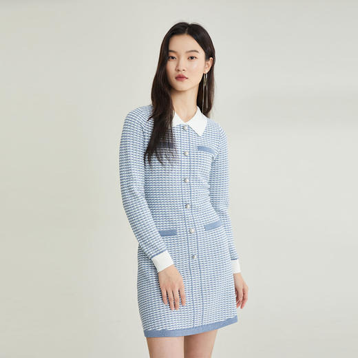 PRICH2021年冬季新款气质收腰显瘦小香风针织连衣裙PROKB8T04N 商品图0