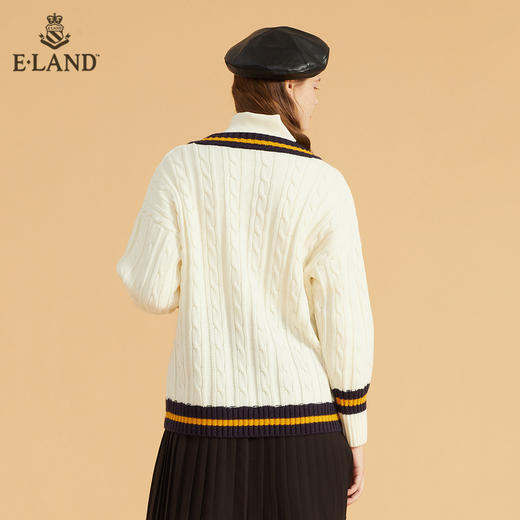 衣恋经典款撞色V领减龄学院风针织衫女EEKWB49Q2N 商品图2