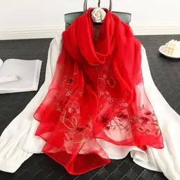 QM-YT00153A 秋季新款真丝丝巾桑蚕丝围巾 百搭刺绣蝴蝶真丝羊毛混围巾披肩女 商品图1