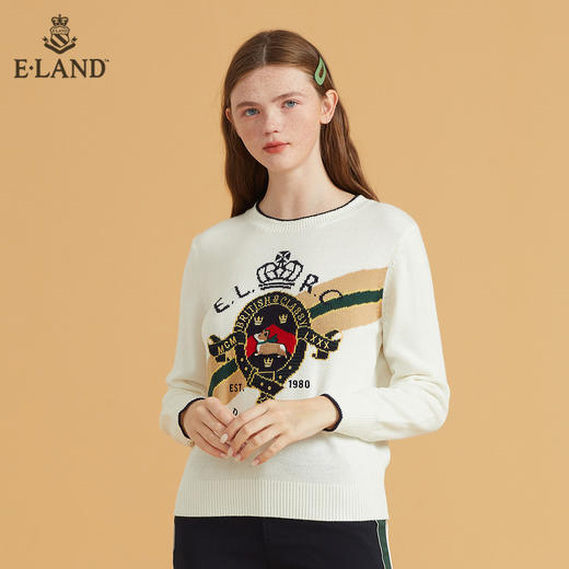 衣恋简约宽松柯基款圆领针织毛衣EEKWB49C6M 商品图4