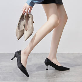 ZHR【褶纹帮面】新款通勤鞋女婚鞋子女皮鞋女高跟鞋女细跟女单鞋女鞋